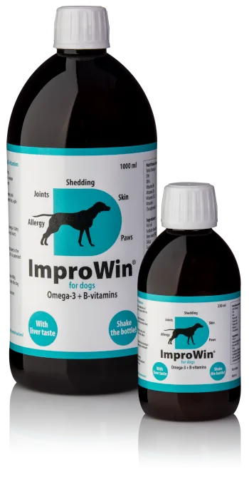 ImproWin fish oil and B vitamin products for dogs